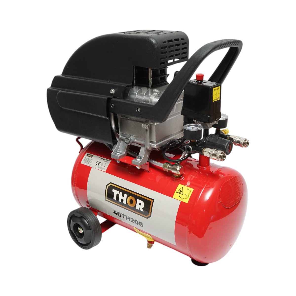 Compresor aer volum 24L, putere motor 1.5KW/2CP, presiune maxima 8 bar, volum aer aspirat 195L THOR